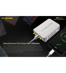 Incarcator Retea Nitecore UA55 USB 5 Porturi 50W 10A Fast Charging