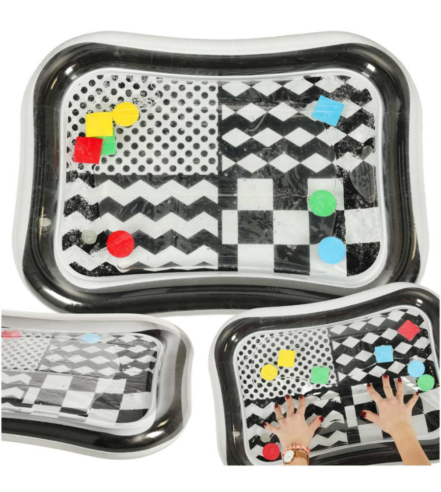 Covoras Senzorial Gonflabil cu Apa Alb-Negru 65x50 cm
