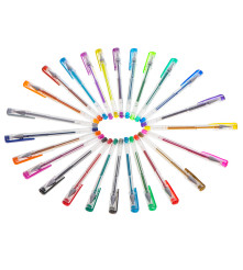 Set 25 Pixuri Gel cu Sclipici Metalice si Fluorescente pentru Desen