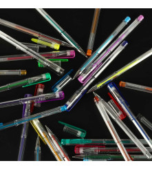 Set 25 Pixuri Gel cu Sclipici Metalice si Fluorescente pentru Desen