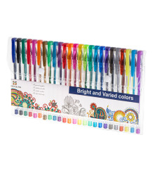 Set 25 Pixuri Gel cu Sclipici Metalice si Fluorescente pentru Desen