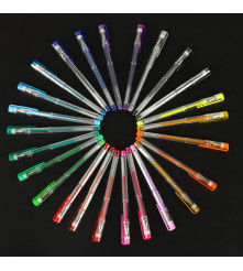 Set 25 Pixuri Gel cu Sclipici Metalice si Fluorescente pentru Desen