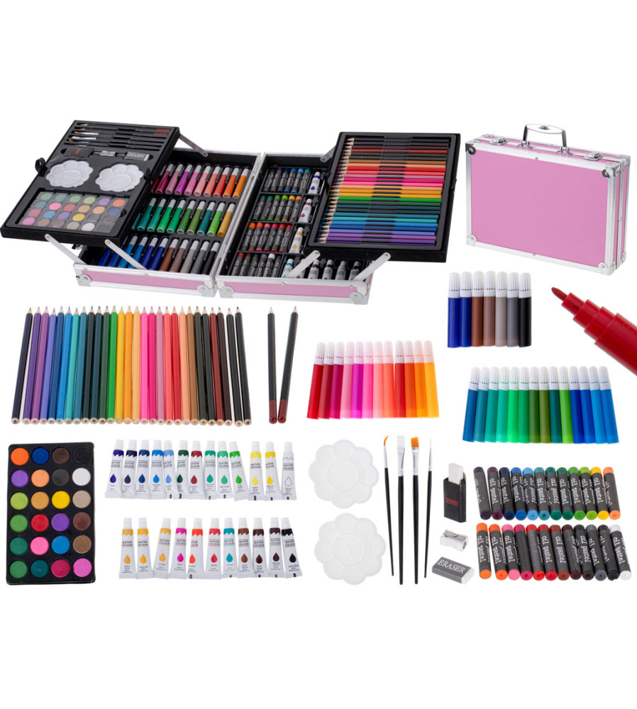 Set Pictura si Desen pentru Copii 145 Piese in Valiza Roz