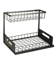 Organizator Metalic cu 2 Niveluri pentru Bucatarie sau Baie Negru