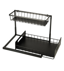 Organizator Metalic cu 2 Niveluri pentru Bucatarie sau Baie Negru