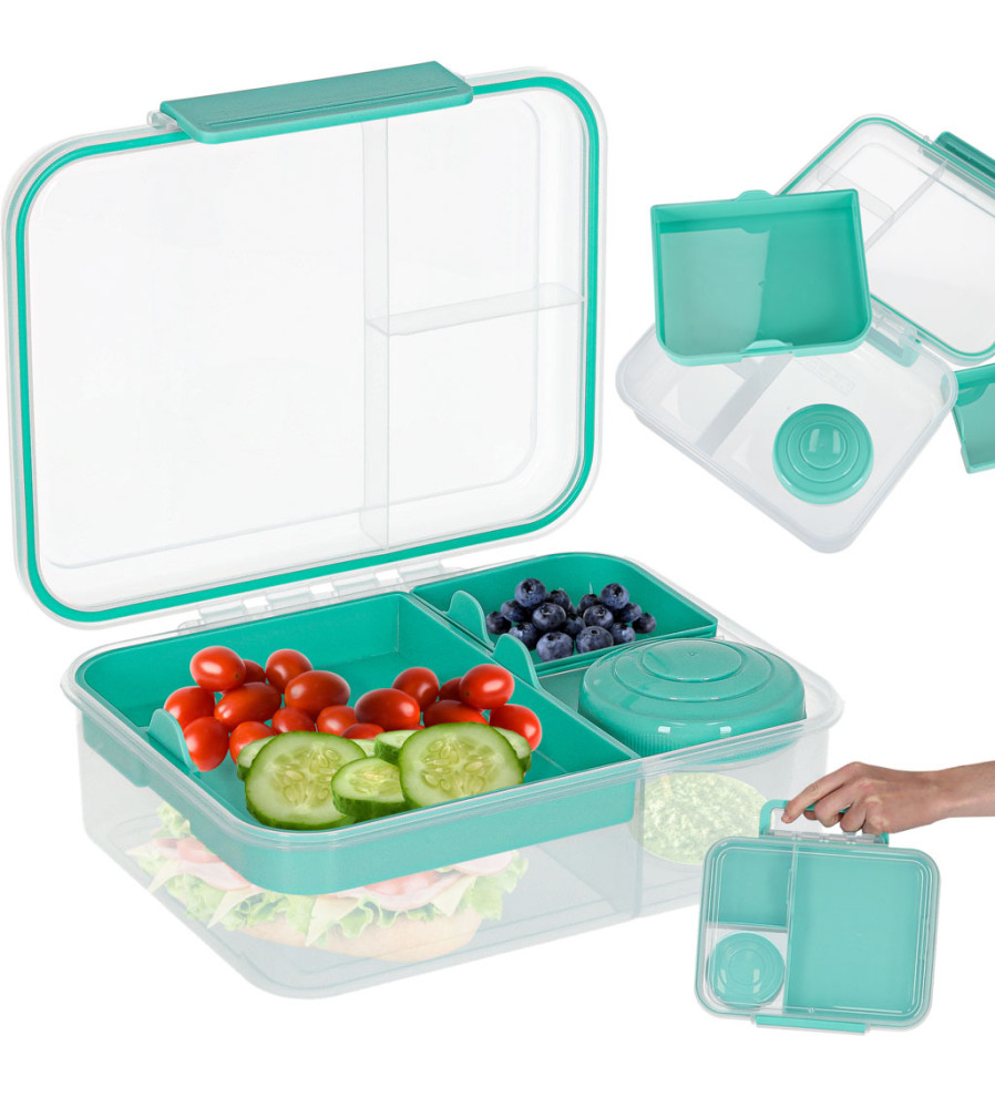 Cutie de pranz Compartimentat 2200 ml Recipient 150 ml Verde menta