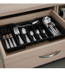 Organizator Extensibil pentru Tacamuri 8 Compartimente Negru
