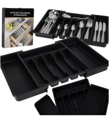 Organizator Extensibil pentru Tacamuri 8 Compartimente Negru