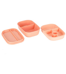 Cutie de pranz (sendwich) Compartimentat 1900 ml cu 8 Compartimente si Tacamuri Roz