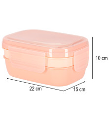 Cutie de pranz (sendwich) Compartimentat 1900 ml cu 8 Compartimente si Tacamuri Roz