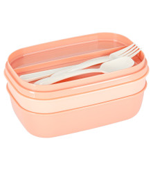 Cutie de pranz (sendwich) Compartimentat 1900 ml cu 8 Compartimente si Tacamuri Roz