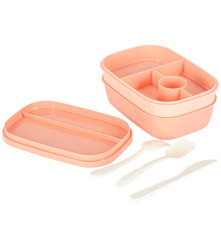 Cutie de pranz (sendwich) Compartimentat 1900 ml cu 8 Compartimente si Tacamuri Roz