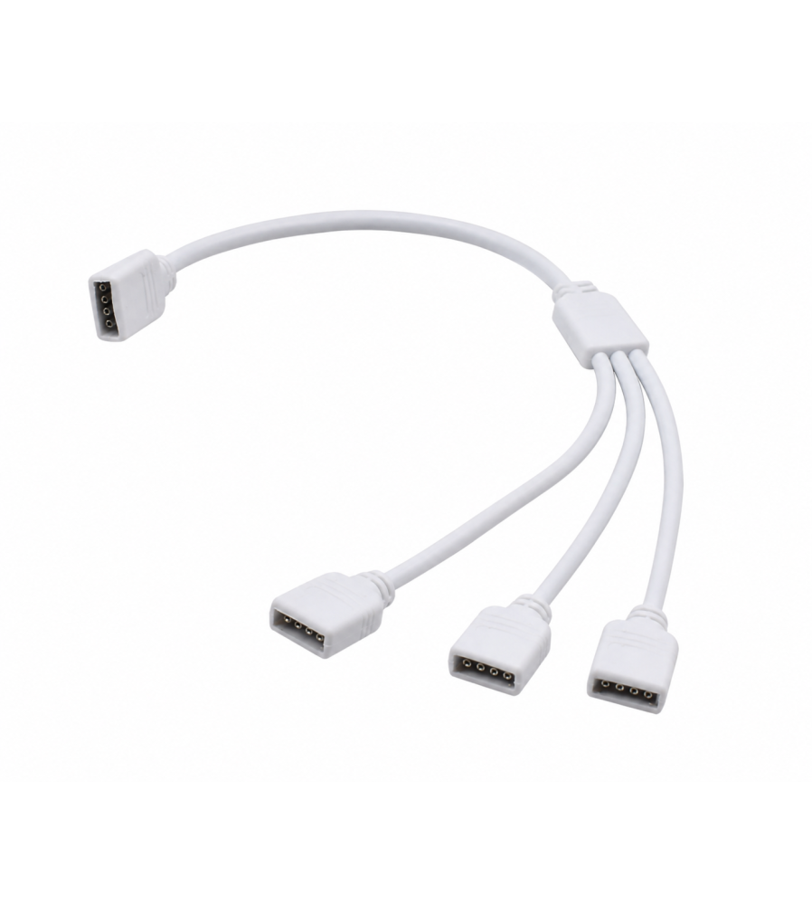 Cablu Splitter LED RGB 4 Pini 3 Ieșiri pentru 3 Benzi LED 30 cm Alb