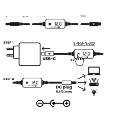 Adaptor Universal USB-C PD cu Selector Tensiune 5V-20V 65W 10 Mufe