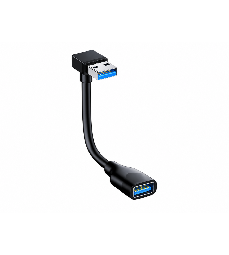 Cablu Prelungitor USB 3.0 USB-A Tata la USB-A Mama Unghi 90° Jos (Down) 5 Gbps 30 cm