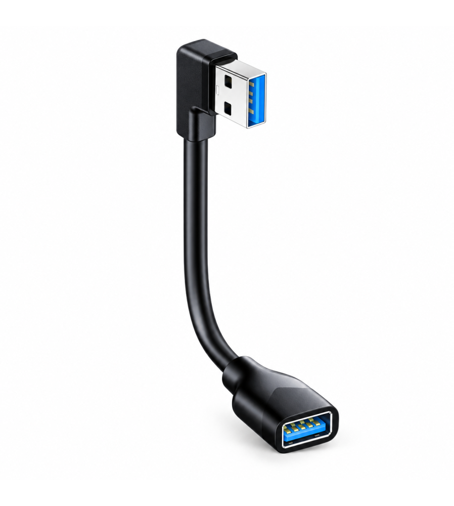 Cablu Prelungitor USB 3.0 USB-A Tata la USB-A Mama, Unghi 90° Dreapta, 5 Gbps 30 cm