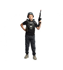 Set Costum S.W.A.T. pentru Copii cu Casca, Vesta, Ochelari si Pusca