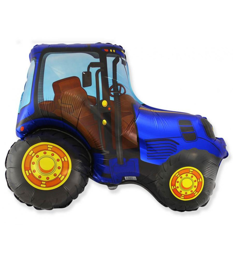 Balon Folie Tractor Albastru 94 x 70 cm pentru Aer sau Heliu