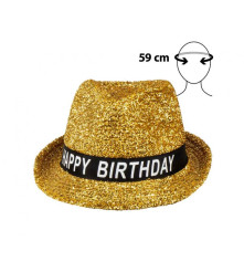 Palarie Happy Birthday Aurie cu Sclipici Marime Universala
