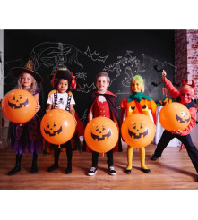 Set 3 Baloane Halloween Dovleac Forma Minge cu Elastic