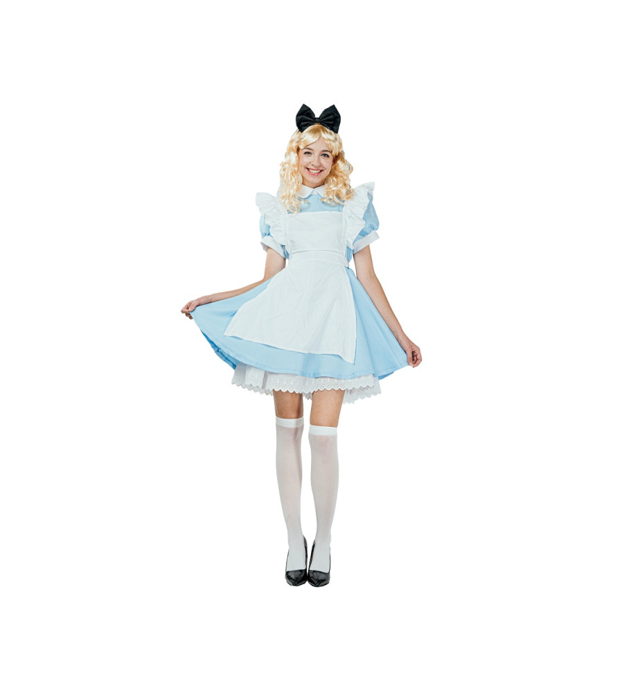 Costum Alice pentru Adulti cu Rochie, Sort si Bentita Marimea S