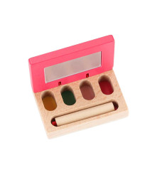 Set cosmetic din lemn pentru fetițe cu trusă cosmetică si 10 Accesorii, 3+ Ani
