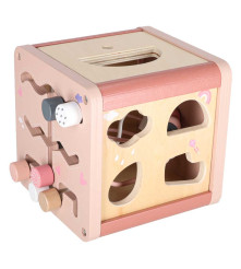 Cub educativ din lemn 5-în-1 pentru Copii Cub Motric Roz 1+ Ani
