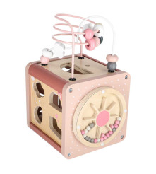 Cub educativ din lemn 5-în-1 pentru Copii Cub Motric Roz 1+ Ani