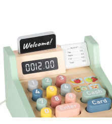 Casa de Marcat din Lemn pentru Copii cu Scanner, Terminal, Card si Bani