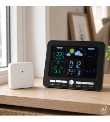 Statie Meteo Digitala cu Senzor Exterior, Termometru, Higrometru, Ceas, Alarma USB-C