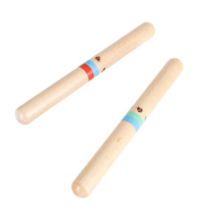 Set Instrumente Muzicale din Lemn pentru Copii cu Trianglu, Muzicuta, Bete Ritmice si Guiro