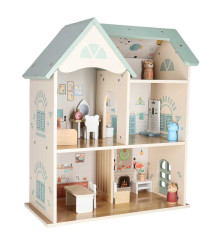 Casa de Papusi din Lemn cu Mobilier si Figurine 56 cm Menta