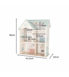 Casa de Papusi din Lemn cu Mobilier si Figurine 56 cm Menta