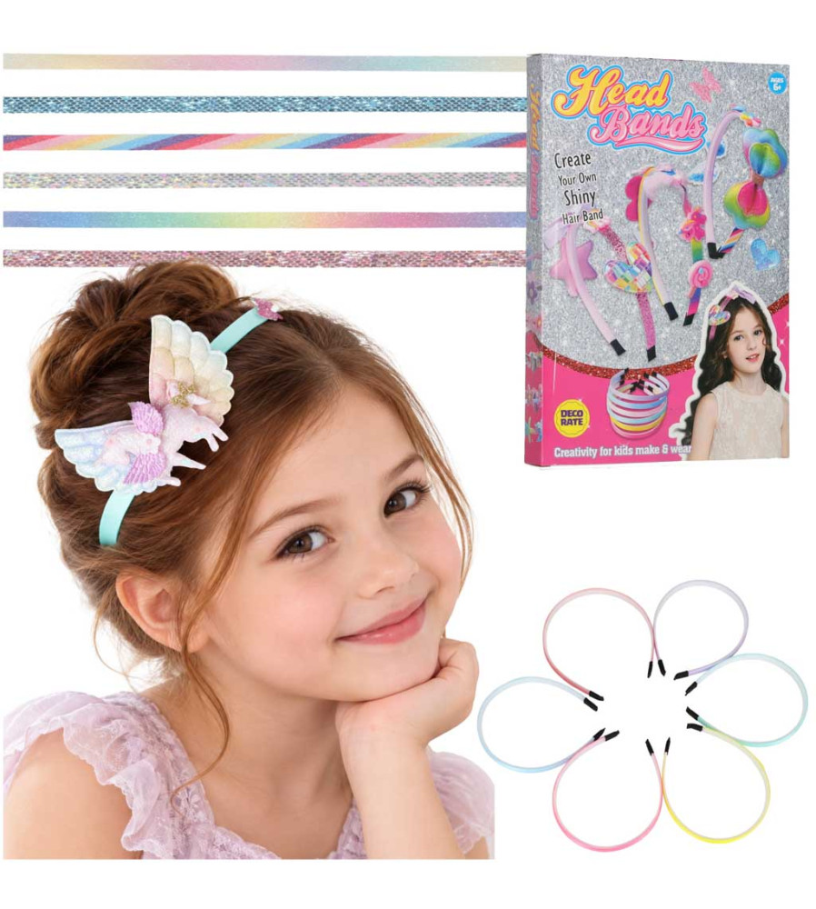 Set Creativ pentru Decorarea Bentitelor de Par cu Paiete, Sclipici si Ornamente