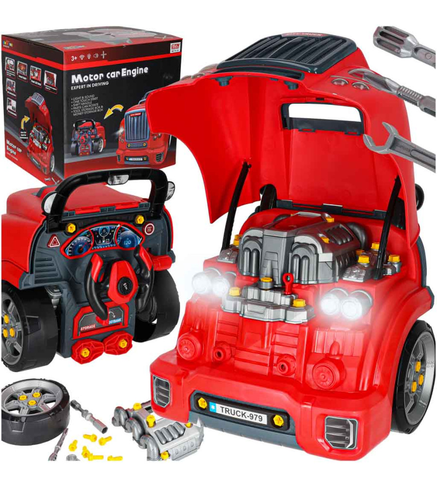 Camion Mecanic de Demontat cu Motor Interactiv Lumini Sunete si Unelte