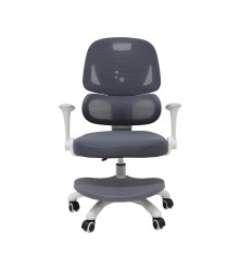 Scaun Ergonomic de Birou pentru Copii Rotativ si Reglabil cu Suport Picioare Gri