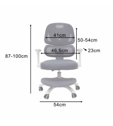 Scaun Ergonomic de Birou pentru Copii Rotativ si Reglabil cu Suport Picioare Gri