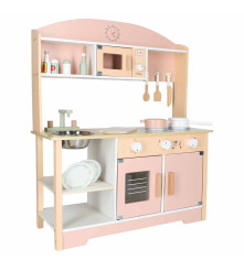 Bucatarie din Lemn MDF Modern Classic pentru Copii cu Accesorii 82 cm Roz