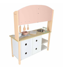 Bucatarie din Lemn MDF Modern Classic pentru Copii cu Accesorii 82 cm Roz