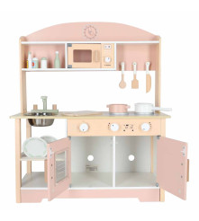 Bucatarie din Lemn MDF Modern Classic pentru Copii cu Accesorii 82 cm Roz