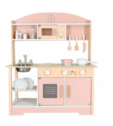 Bucatarie din Lemn MDF Modern Classic pentru Copii cu Accesorii 82 cm Roz