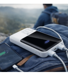 Baterie Externa everActive EB-10Q 10000mAh 22.5W USB-C + 2x USB-A ecran LCD Alb