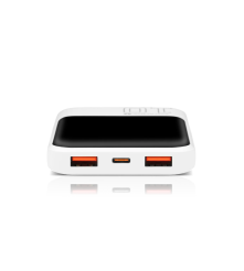 Baterie Externa everActive EB-10Q 10000mAh 22.5W USB-C + 2x USB-A ecran LCD Alb