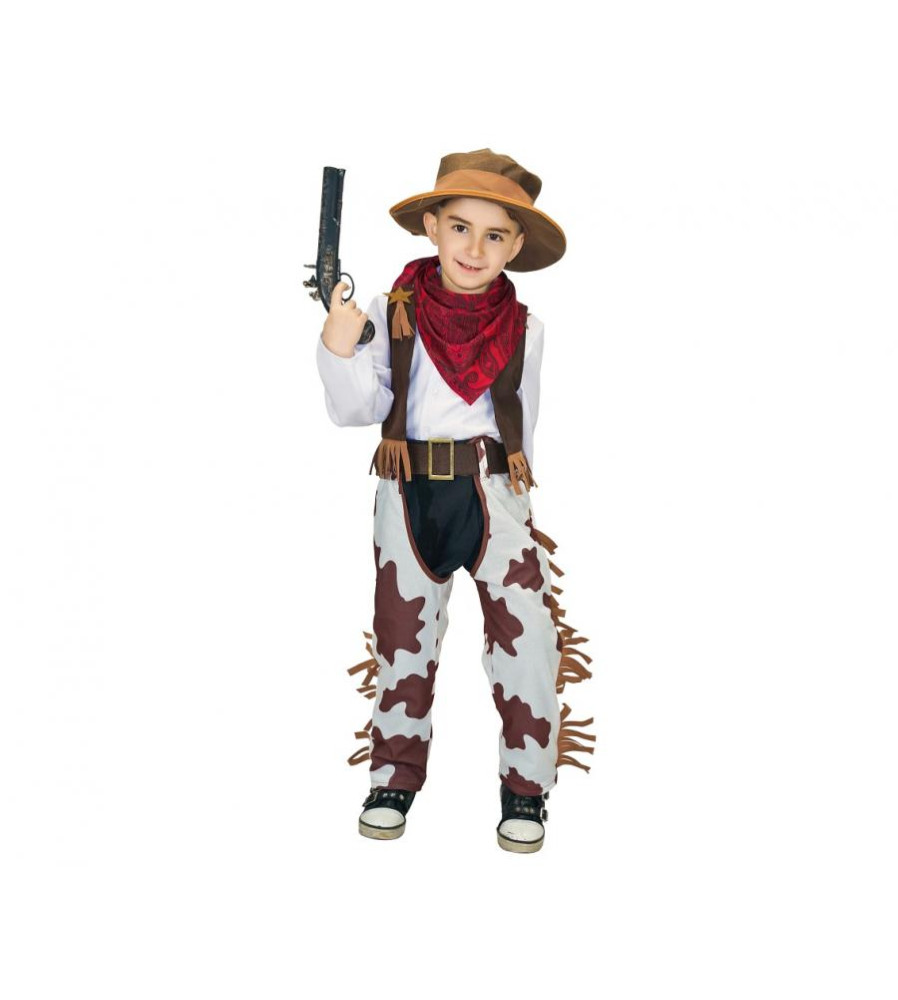 Costum Cowboy pentru Baieti Vesta, Pantaloni Esarfa si Curea 110/120 cm
