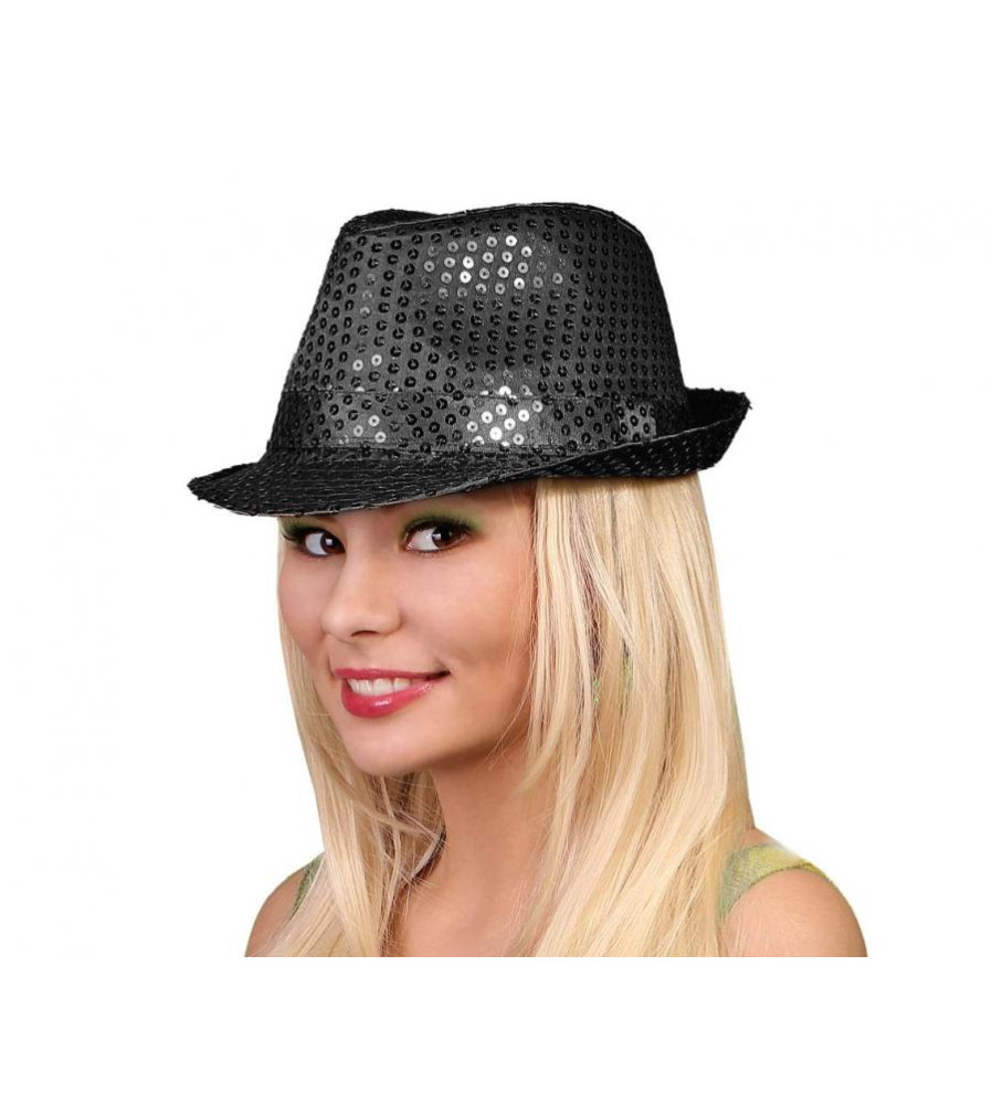 Palarie Neagra cu Paiete pentru Petreceri