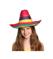 Sombrero pentru Copii 40 cm din Frunza de Palmier Multicolor