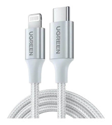 RESIGILAT Cablu UGREEN US304 USB-C la Lightning 1.5 m PD 3A MFi 480 Mbps Argintiu