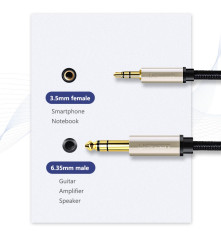 UGREEN - UGREEN Cablu audio Jack 3.5mm Male la 6.35mm Male - Cabluri audio - UG425-CB