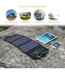Incarcator Solar Pliabil ALLPOWERS 21W cu 2 Porturi USB, Tehnologie iSolar, 2.4A, Portabil