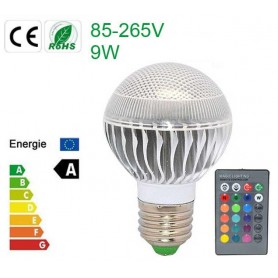 Oem - Bec LED 9W E27 RGB cu telecomanda - E27 LED - CG007-CB